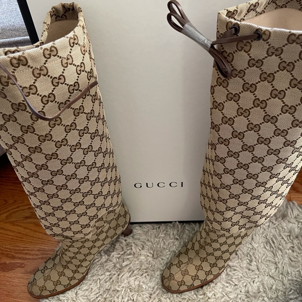Gucci GG monogram knee boots